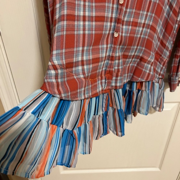 LIKE NEW! Women's Upcycled Gypsy Custom Flannel w/Ruffle - MEDIUM - Picture 2 of 12